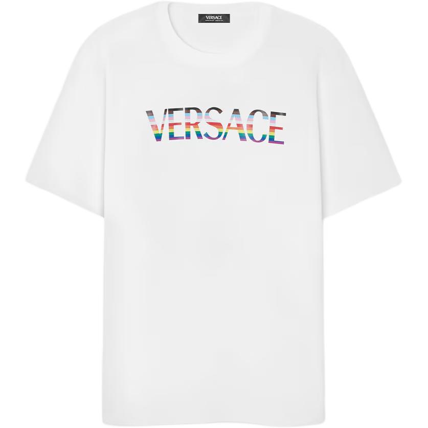 VERSACE Letter Print White Short Sleeve T-Shirt Unisex 1013302-1A12035-2W070 圖 2