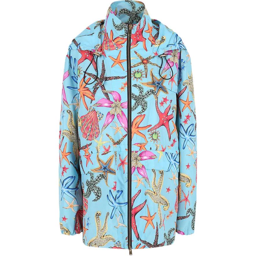 Versace Light Blue Full-Print Zip-Up Long-Sleeve Jacket A89496-1F00948-5U010