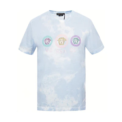 VERSACE Light Blue Medusa Embroidered Logo T-Shirt A85160-A228806-A2471