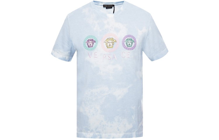 VERSACE Light Blue Medusa Embroidered Logo T-Shirt A85160-A228806-A2471 圖 2