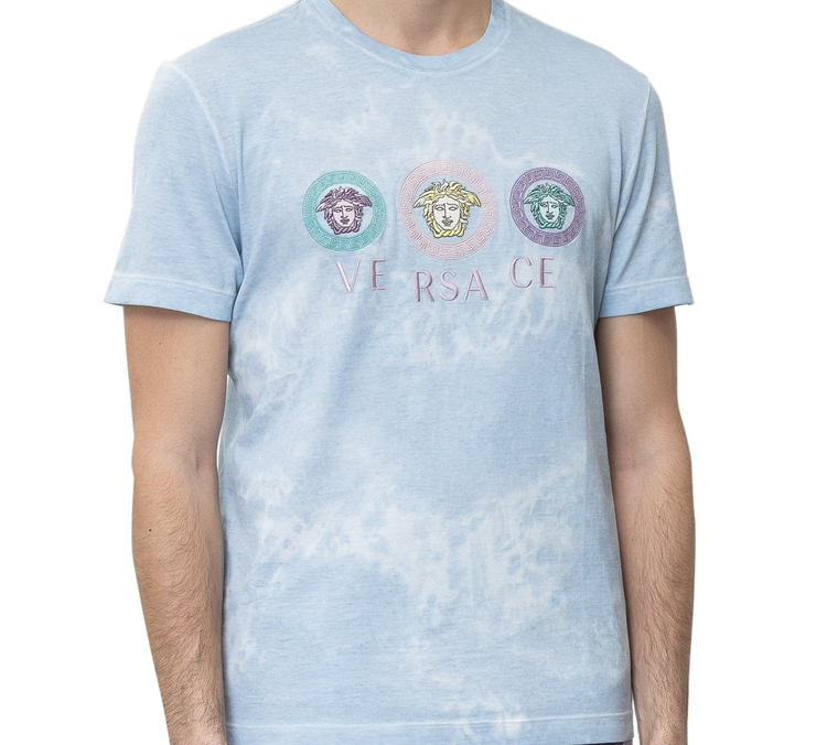 VERSACE Light Blue Medusa Embroidered Logo T-Shirt A85160-A228806-A2471 圖 3