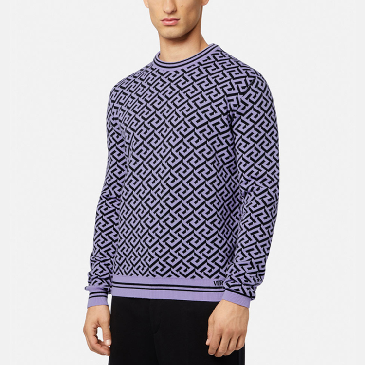 VERSACE Light Purple Printed Wool Knit Pullover Sweater. 1003883-1A02469-5L160 圖 4