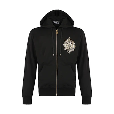 Versace Logo Appliqué Drawstring Zip Track Jacket Black 71GAIF06-CF00F-G89