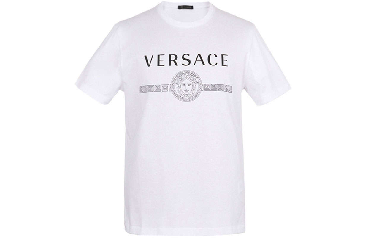 VERSACE Logo Cotton Casual Short Sleeve T-Shirt White (). A83159-A228806-A001