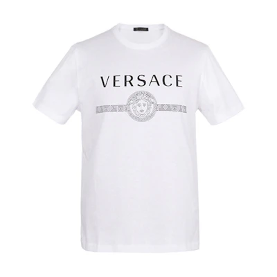 VERSACE Logo Cotton Casual Short Sleeve T-Shirt White (). A83159-A228806-A001