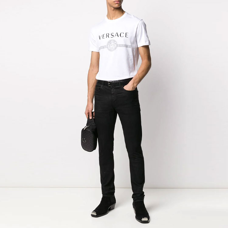 VERSACE Logo Cotton Casual Short Sleeve T-Shirt White (). A83159-A228806-A001 圖 5