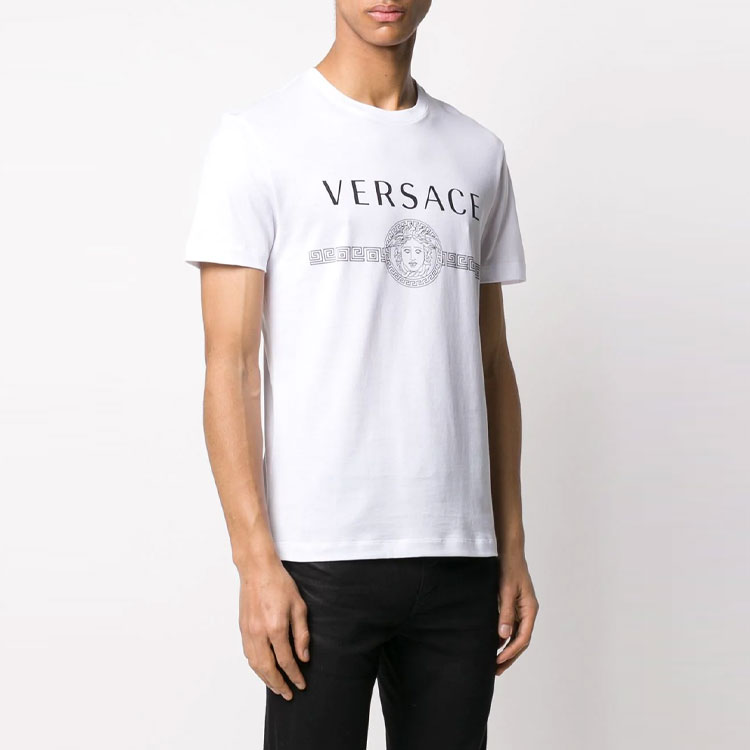 VERSACE Logo Cotton Casual Short Sleeve T-Shirt White (). A83159-A228806-A001 圖 6
