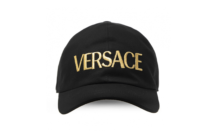 Shop 베르사체 로고 자수 블랙 야구 모자. ICAP006-A234764-A4007