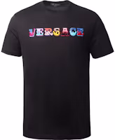 VERSACE Logo Embroidered Cotton Crewneck Black T-Shirt for Men A85168-A228806-A1008 VERSACE Logo Embroidered Cotton Crewneck Black T-Shirt for Men A85168-A228806-A1008