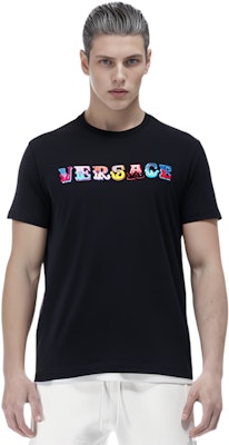 Camiseta Negra de Algodón con Logo Bordado VERSACE para Hombre. A85168-A228806-A1008 Purchase Camiseta Negra de Algodón con Logo Bordado VERSACE para Hombre. A85168-A228806-A1008