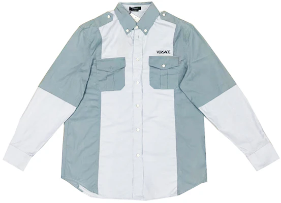 Camisa de Manga Larga de Popelina de Algodón Bordada con Logo VERSACE 1000875-1A00630-1V150 Cheap Camisa de Manga Larga de Popelina de Algodón Bordada con Logo VERSACE 1000875-1A00630-1V150