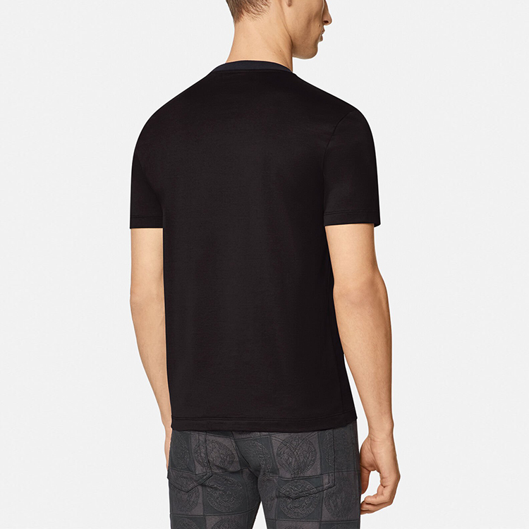 VERSACE Logo Embroidered Crew Neck Casual T-Shirt Black A89019-A228806-A1008 圖 6