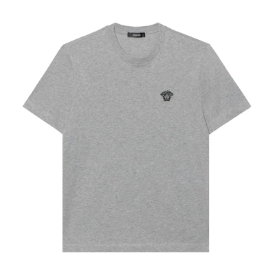 VERSACE Logo Embroidered Crewneck Short Sleeve SS24 T-Shirt Men Grey A89500S-A230901-2EH60