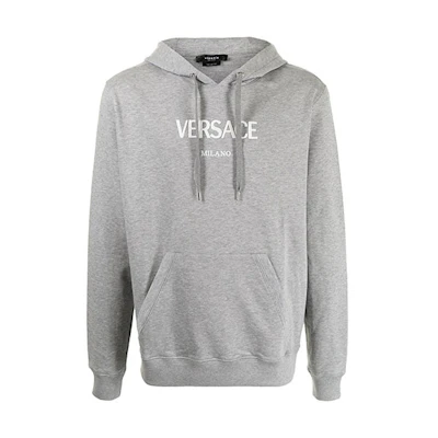 Versace Logo Embroidered Hoodie Unisex Gray A89478-A231242