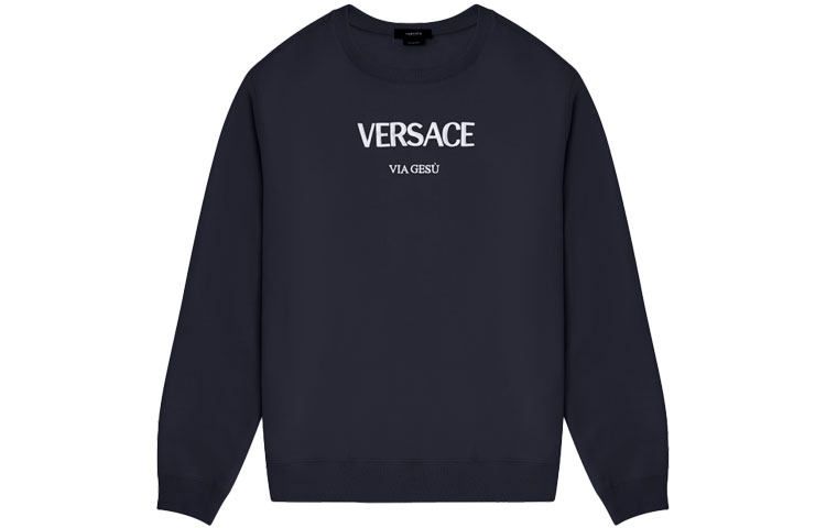 Versace Logo Embroidered Pullover Crewneck Sweatshirt Blue - A89389-A231242-A1384