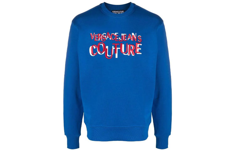 Versace Logo Embroidered Pullover Sweatshirt Blue - Fit 71GAIT06-CF00O-243