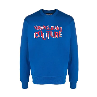 Versace Logo Embroidered Pullover Sweatshirt Blue - Fit 71GAIT06-CF00O-243