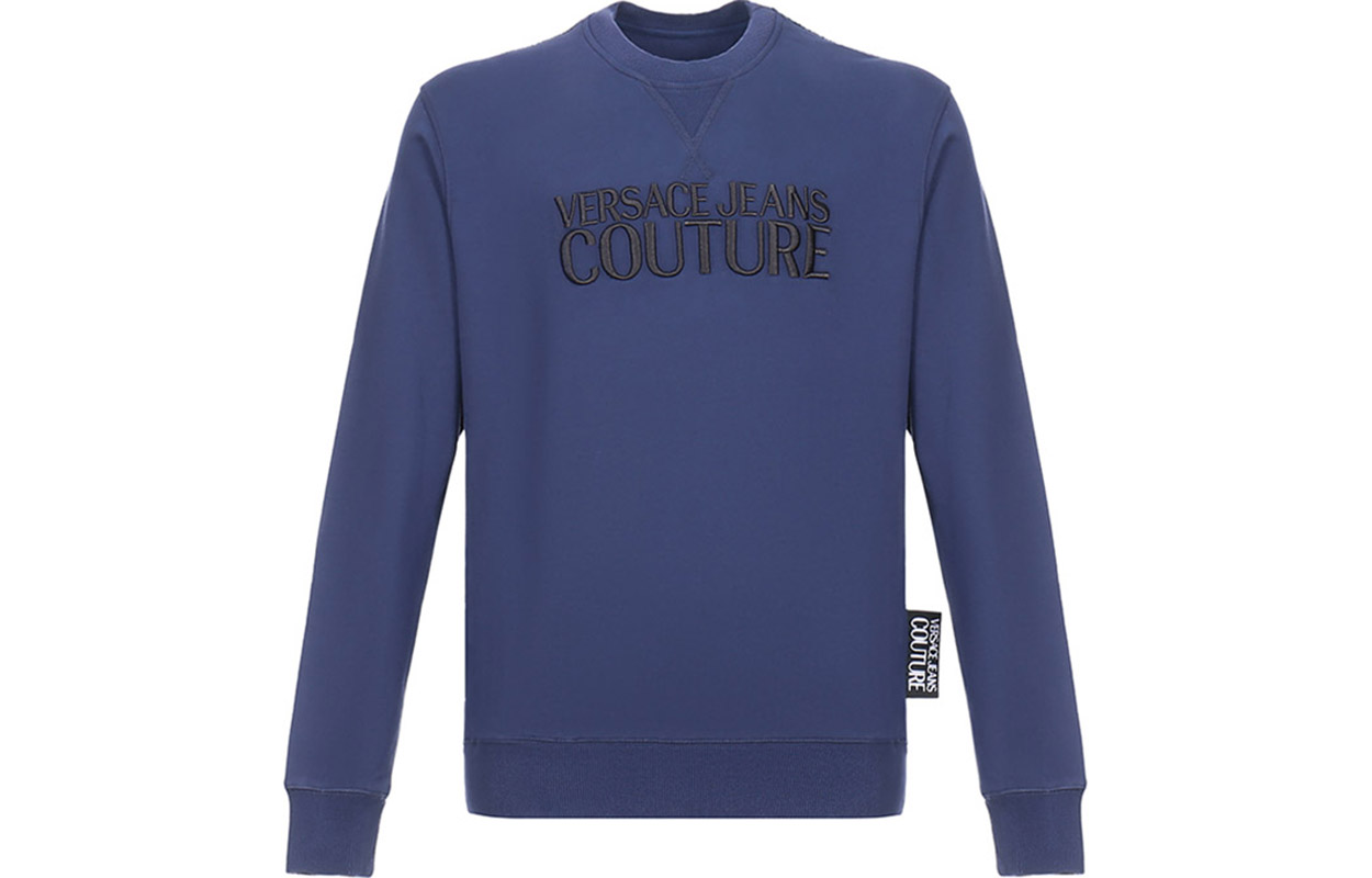 Versace Logo Embroidered Pullover Sweatshirt Men’s Navy Blue B7GVA7TG-30318-200