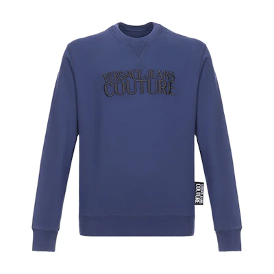 Versace Logo Embroidered Pullover Sweatshirt Men’s Navy Blue B7GVA7TG-30318-200