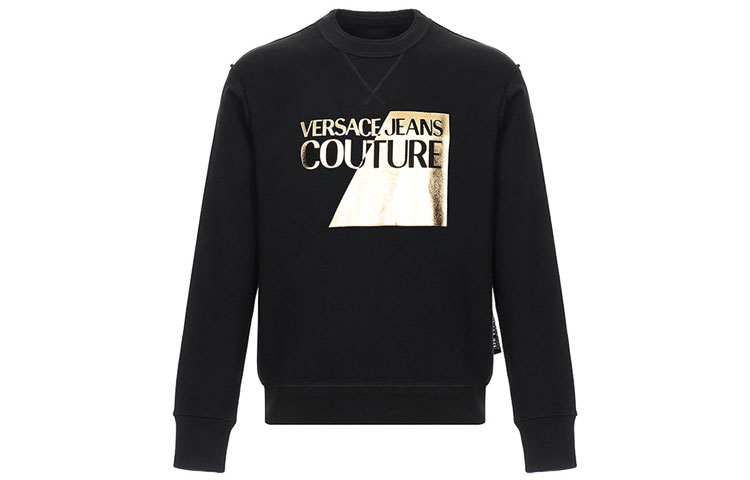 Versace Logo Gold Foil Long Sleeve Cotton Sweatshirt Black B7GVB7TQ-30318-899