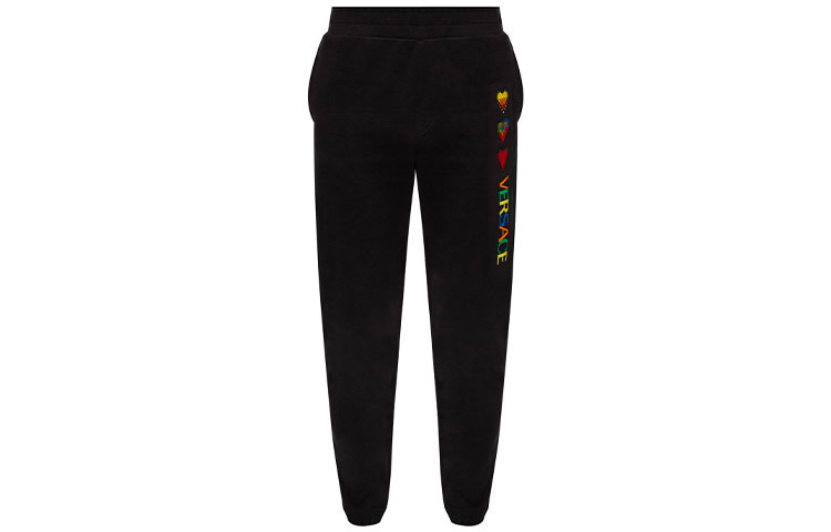 Order VERSACE 标志心形刺绣针织休闲裤 黑色 A83122-A228146-A008