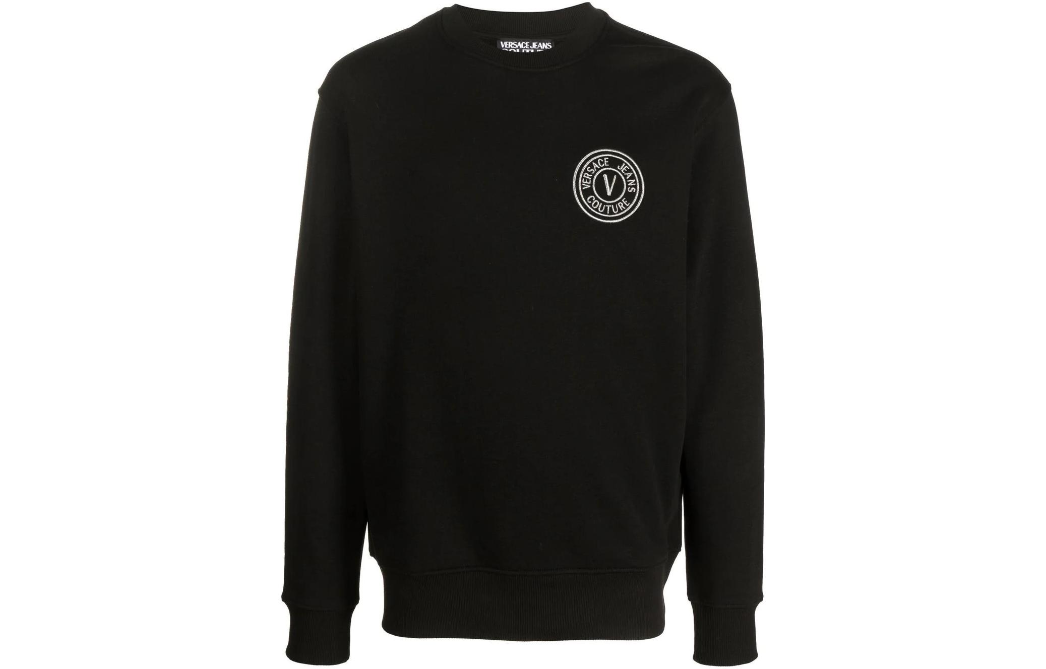 Versace Logo Patch Pullover Sweatshirt Black 73GAIT07-CF00T-C89