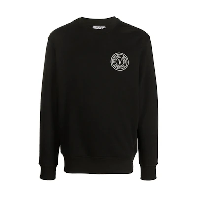 Versace Logo Patch Pullover Sweatshirt Black 73GAIT07-CF00T-C89
