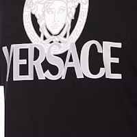 Details for Camiseta Negra de Hombre VERSACE Logo Print de Manga Corta y Cuello Redondo. 1011504-1A08375-1B000