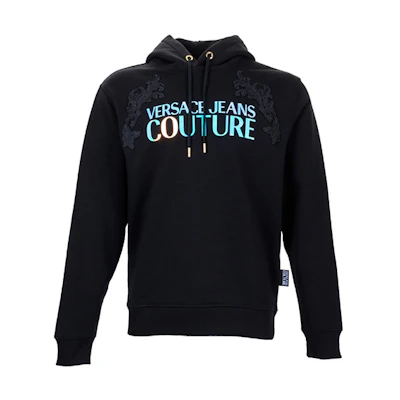 Versace Logo Print Black Hoodie for Men B7GUB7TH-30282-899