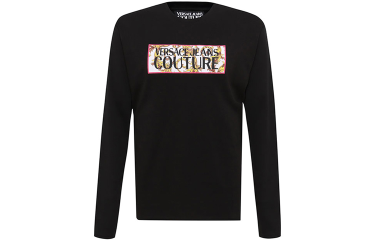 Order ヴェルサーチ ロゴプリント ブラック 長袖 クルーネック Tシャツ B3GUA7TU-30171-899