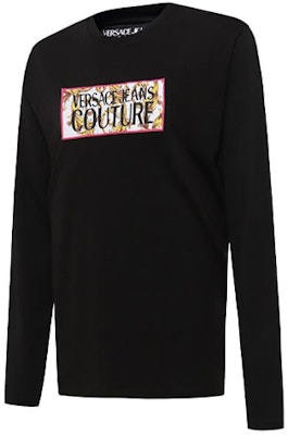 ヴェルサーチ ロゴプリント ブラック 長袖 クルーネック Tシャツ B3GUA7TU-30171-899 Shop ヴェルサーチ ロゴプリント ブラック 長袖 クルーネック Tシャツ B3GUA7TU-30171-899