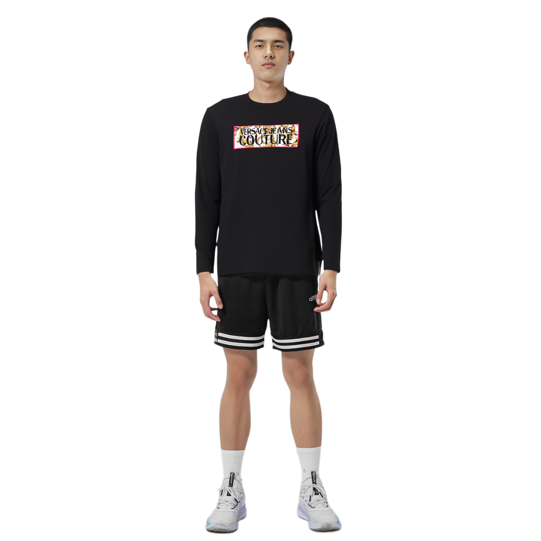 Details for ヴェルサーチ ロゴプリント ブラック 長袖 クルーネック Tシャツ B3GUA7TU-30171-899