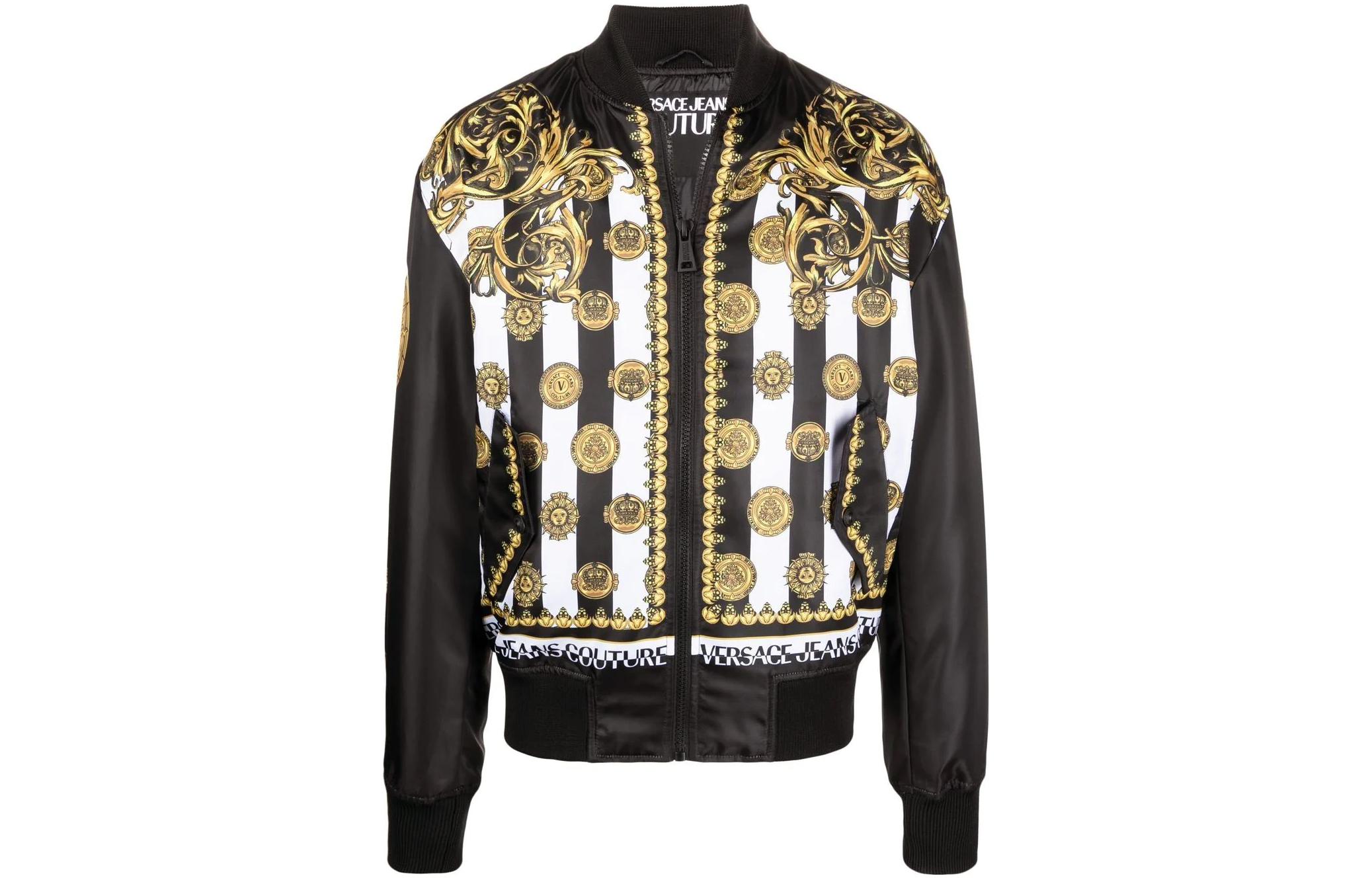 Versace Logo Print Bomber Jacket with Baseball Collar - Long Sleeve Jacket 72GAS40-7CQS33-G03