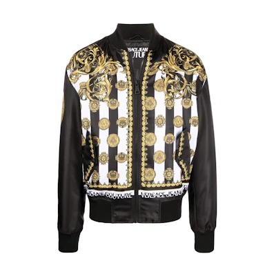 Versace Logo Print Bomber Jacket with Baseball Collar - Long Sleeve Jacket 72GAS40-7CQS33-G03