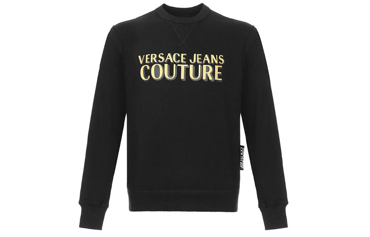 Versace Logo Print Cotton Long-Sleeve Sweatshirt Black B7GVB7KJ-30328-K42