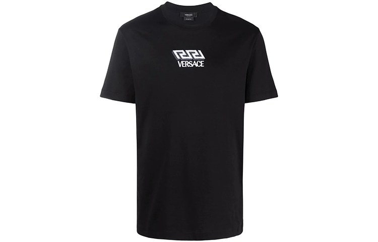 VERSACE Logo Print Crew Neck Short Sleeve T-Shirt Black - Fashion Tee 10024831A0-1814-1B000 圖 2
