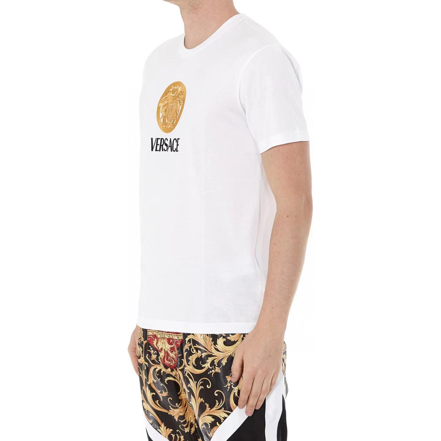 VERSACE Logo Print Crew Neck Short Sleeve T-Shirt  White A86239 A22806 A1001 圖 5