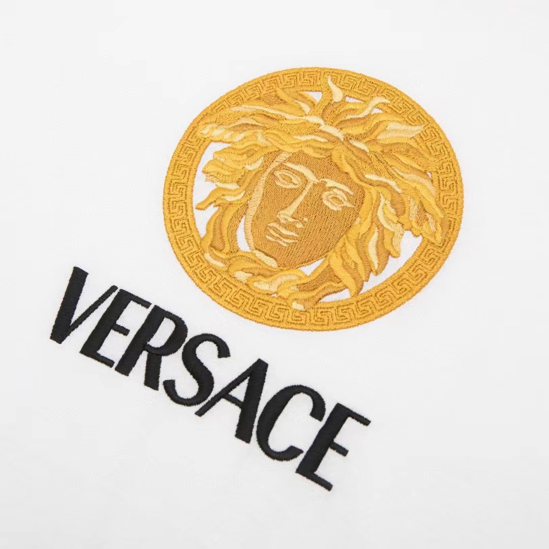 VERSACE Logo Print Crew Neck Short Sleeve T-Shirt  White A86239 A22806 A1001 圖 7
