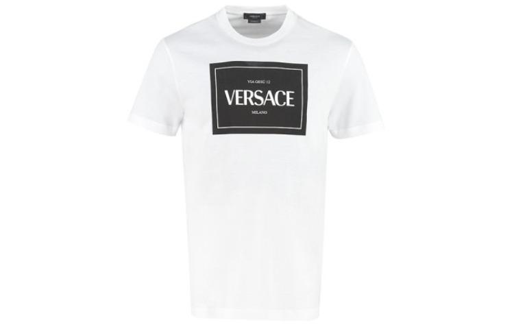 VERSACE Logo Print Crew Neck T-Shirt White A89296-A228806-A1001