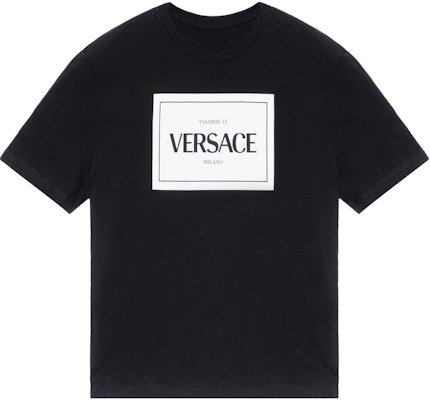 베르사체 로고 프린트 반소매 크루넥 티셔츠 A89296-A228806-A1008 Order 베르사체 로고 프린트 반소매 크루넥 티셔츠 A89296-A228806-A1008