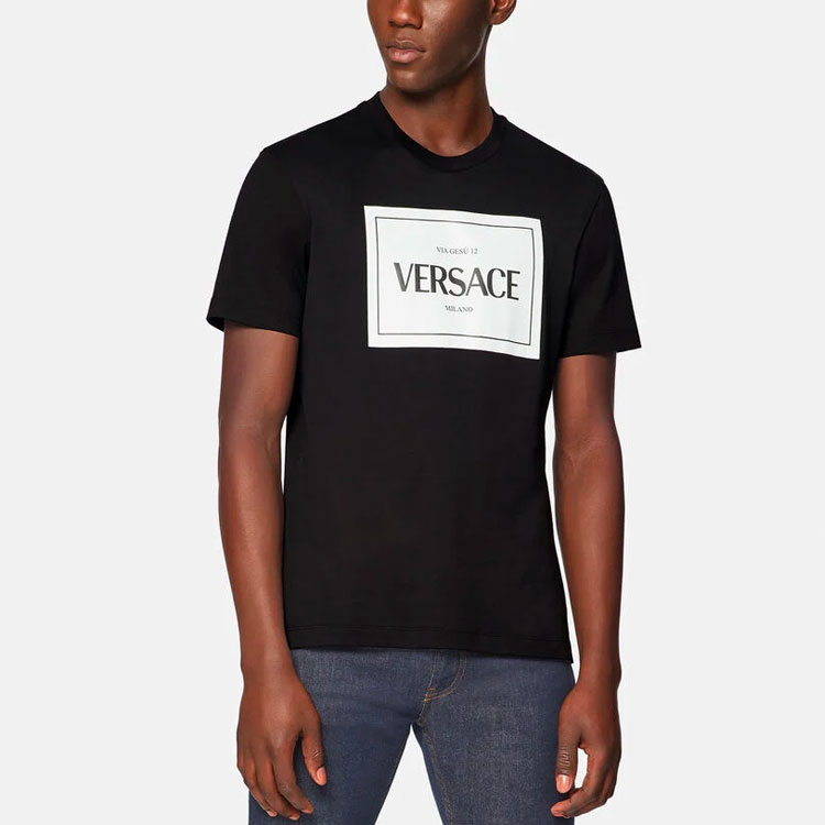 Purchase 베르사체 로고 프린트 반소매 크루넥 티셔츠 A89296-A228806-A1008