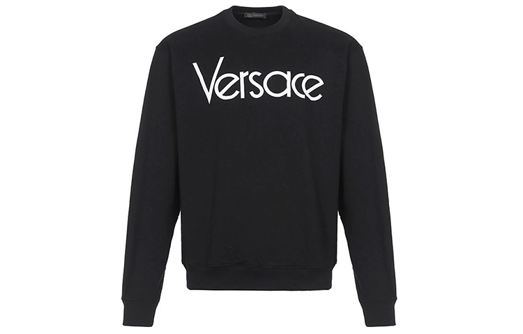 Versace Logo Print Crewneck Sweatshirt Black A80470-A217878-A99C