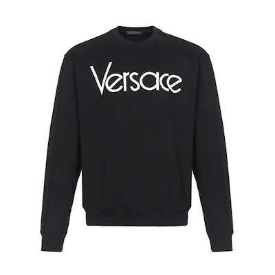 Versace Logo Print Crewneck Sweatshirt Black A80470-A217878-A99C