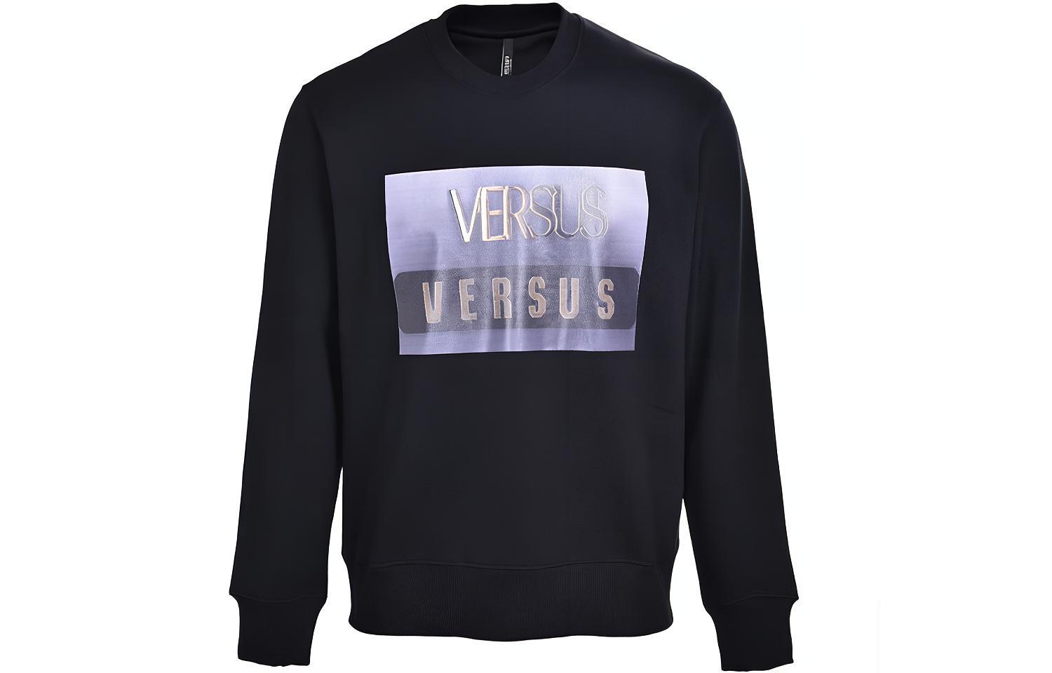 Versace Logo Print Crewneck Sweatshirt Black BU90624-BJ10389-B1008