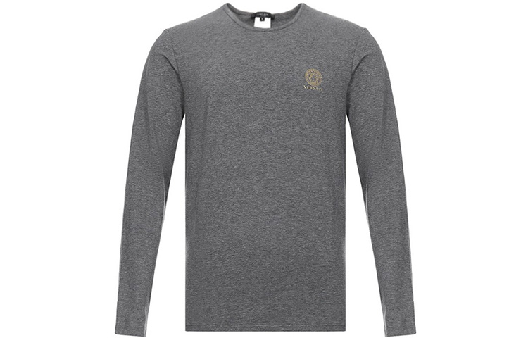 VERSACE Logo Print Grey Long Sleeve T-Shirt for Men AUU01007-A232741-A1738