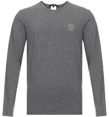 ヴェルサーチ ロゴプリント 長袖グレーTシャツ メンズ用 AUU01007-A232741-A1738 Order ヴェルサーチ ロゴプリント 長袖グレーTシャツ メンズ用 AUU01007-A232741-A1738