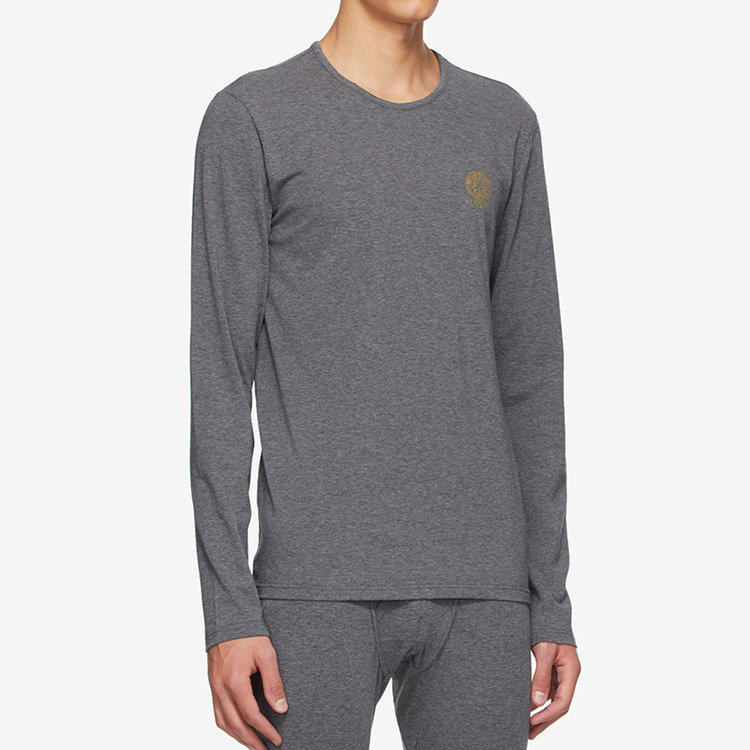 Details for ヴェルサーチ ロゴプリント 長袖グレーTシャツ メンズ用 AUU01007-A232741-A1738