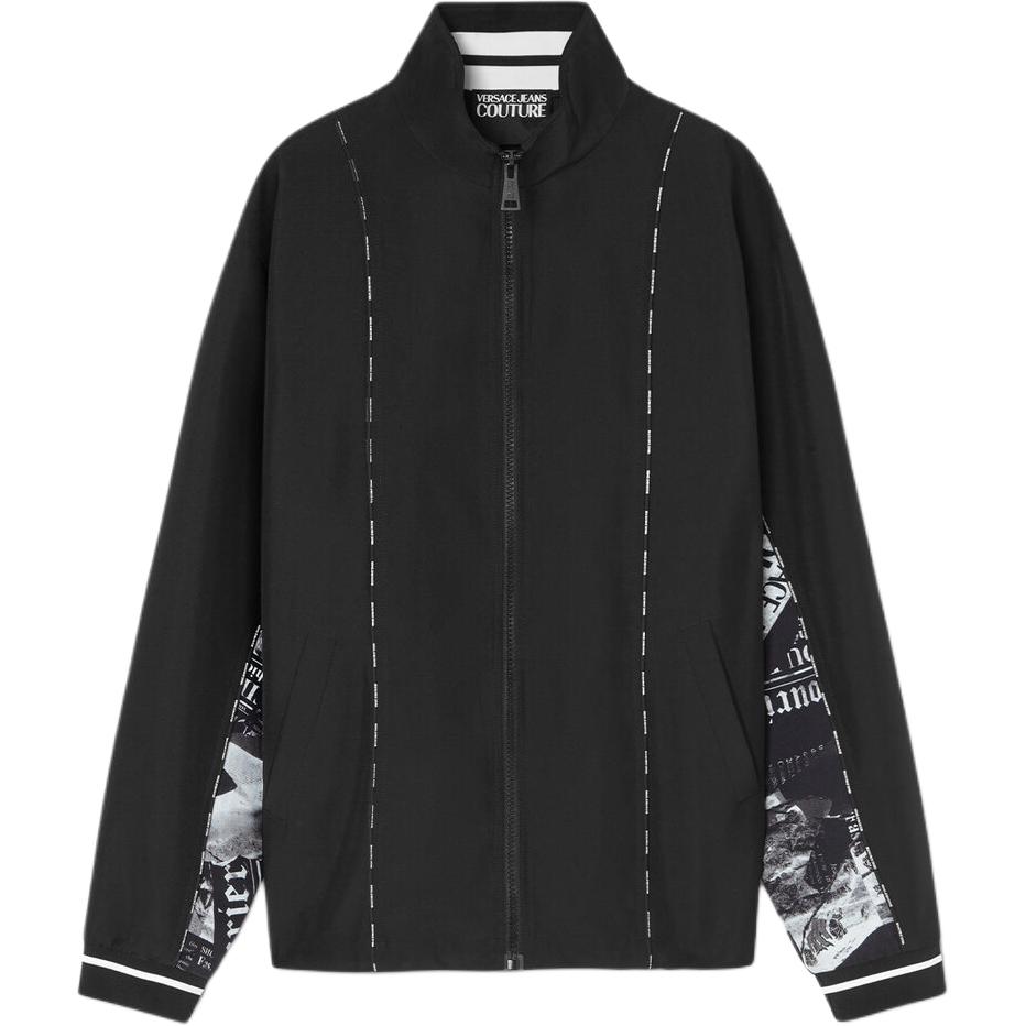 Versace Logo Print High-Neck Zip Jacket Black Casual Long Sleeve E76GAS420-EN0307-E899