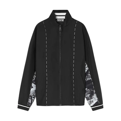 Versace Logo Print High-Neck Zip Jacket Black Casual Long Sleeve E76GAS420-EN0307-E899
