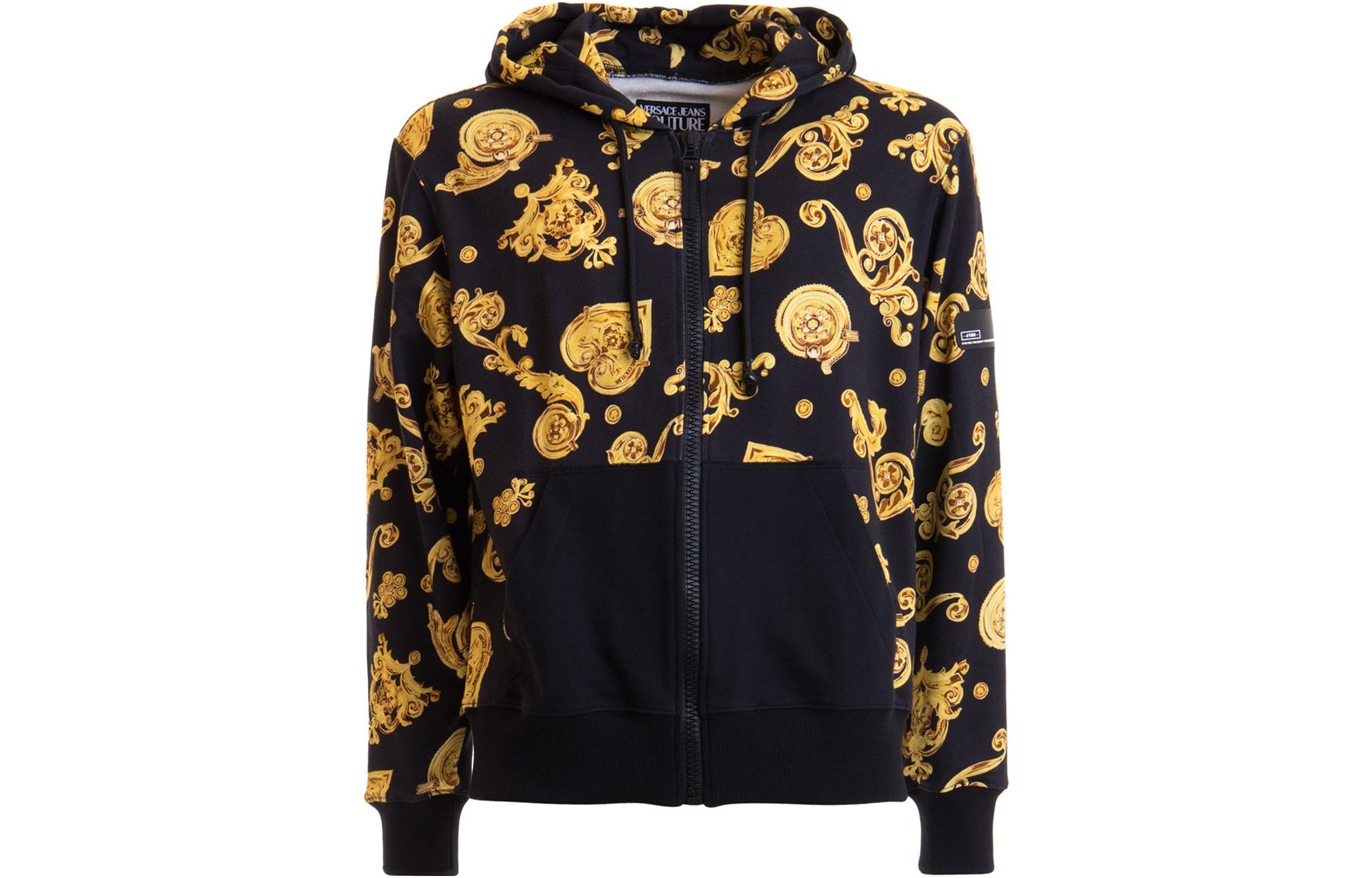 Versace Logo Print Hoodie Full-Zip Sweatshirt B7GVB7-F1SN50-0899